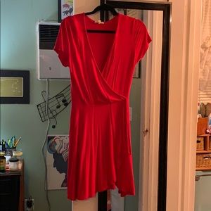Red wrap dress